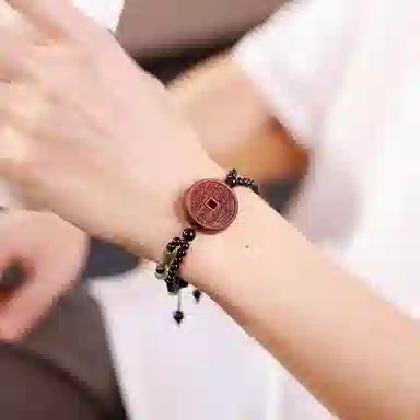 木盛缘 高油高密木山鬼花钱文玩 血檀 手链 男女同款情侣款