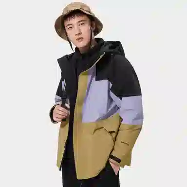 熊猫 抓绒内胆山系拼色户外三合一冲锋衣 男款