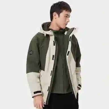 熊猫 抓绒内胆山系拼色户外三合一冲锋衣 男款