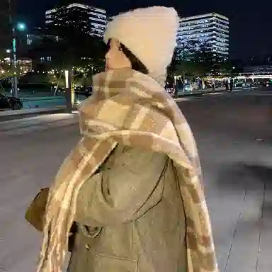 心水好物 韩系保暖针织加大加厚百搭格纹流苏 绒线围巾 男女同款情侣款