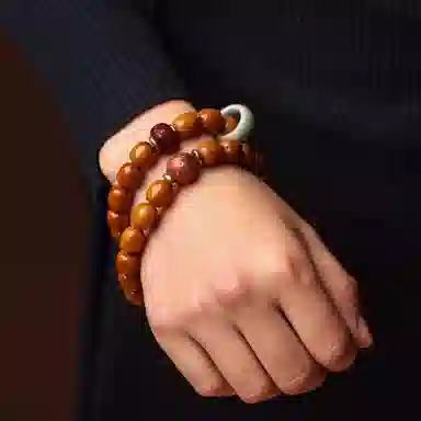 書卓 天时地利 双圈玛瑙盘串 国风绕指柔盘玩 佩戴佛珠好运 手工打磨 紫金鼠 菩提类手串 男女同款情侣款