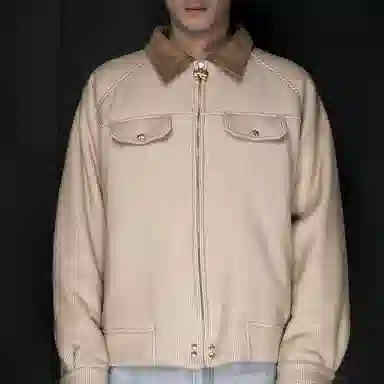 GALLIANO LANDOR Wool Corduroy Zip Jacket Khaki