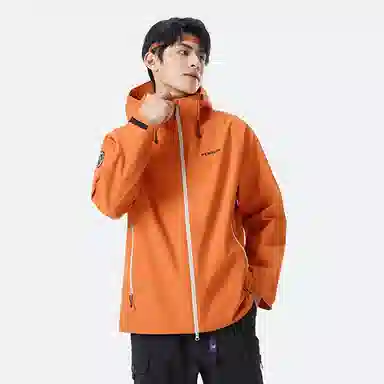 企鹅  三防运动连帽纯色字母  防水防风保暖冲锋衣 男款