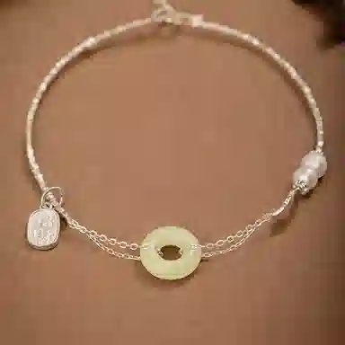 尚仟伊 碎银几两 新中式国潮福牌平安扣 简约小众轻奢精致高级感复古国风气质百搭本命年转运珠 玉髓 手链 女款