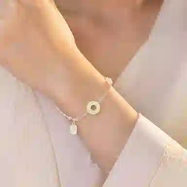 尚仟伊 碎银几两 新中式国潮福牌平安扣 简约小众轻奢精致高级感复古国风气质百搭本命年转运珠 玉髓 手链 女款