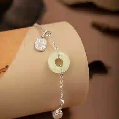 尚仟伊 碎银几两 新中式国潮福牌平安扣 简约小众轻奢精致高级感复古国风气质百搭本命年转运珠 玉髓 手链 女款