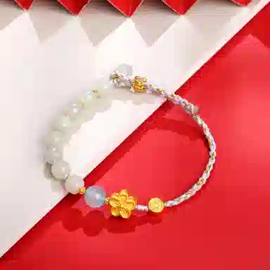 老凤祥 梅花喜运 新中式国风美丽优雅气质温柔 吉祥平安步步高升超凡脱俗 轻奢百搭设计#好运 和田玉手串 白玉 女款