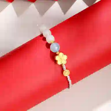 老凤祥 梅花喜运 新中式国风美丽优雅气质温柔 吉祥平安步步高升超凡脱俗 轻奢百搭设计#好运 和田玉手串 白玉 女款