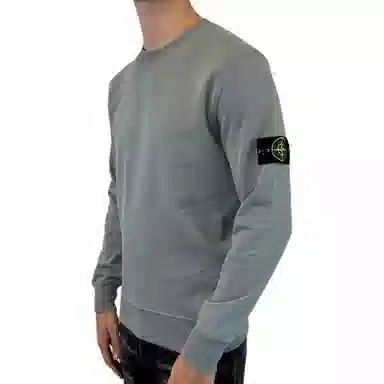 Stone Island Logo Patch Crewneck Sweatshirt Grey Green
