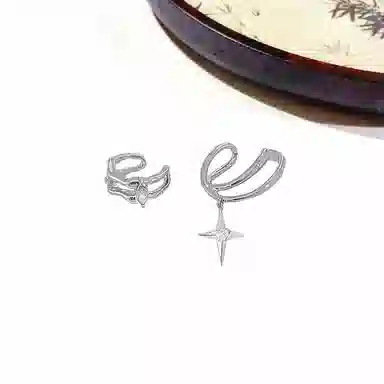 迎百宝 清冷感星芒耳夹 好运 无耳洞福音精致灵动高级感耳饰  气质百搭无性别耳环 男女同款情侣款 银色