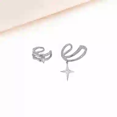 迎百宝 清冷感星芒耳夹 好运 无耳洞福音精致灵动高级感耳饰  气质百搭无性别耳环 男女同款情侣款 银色