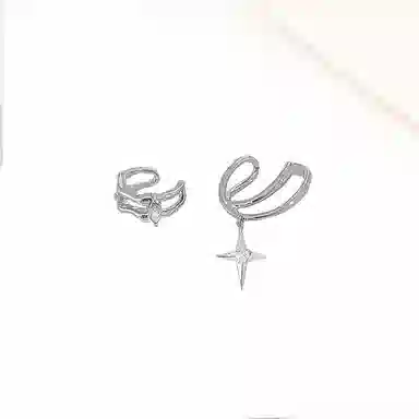 迎百宝 清冷感星芒耳夹 好运 无耳洞福音精致灵动高级感耳饰  气质百搭无性别耳环 男女同款情侣款 银色