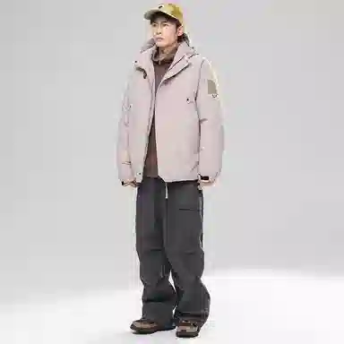 玉儿恋 纯色户外休闲运动保暖拉链连帽棉服 男女同款