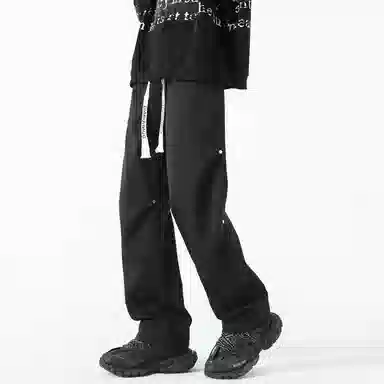 敦煌博物馆 山系户外徒步织带抽绳机能风伐木裤铆钉褶皱设计感宽松直筒百搭大码休闲裤 男女同款