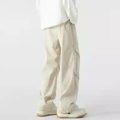 敦煌博物馆 山系户外徒步织带抽绳机能风伐木裤铆钉褶皱设计感宽松直筒百搭大码休闲裤 男女同款