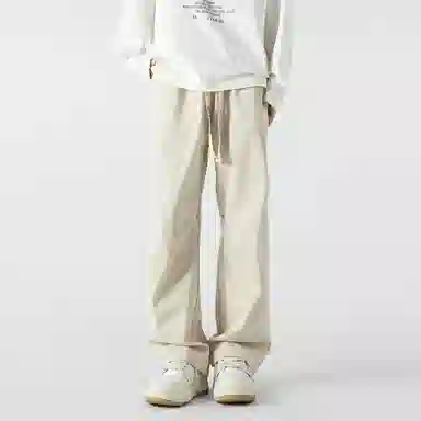 敦煌博物馆 山系户外徒步织带抽绳机能风伐木裤铆钉褶皱设计感宽松直筒百搭大码休闲裤 男女同款