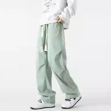 敦煌博物馆 山系户外徒步织带抽绳机能风伐木裤铆钉褶皱设计感宽松直筒百搭大码休闲裤 男女同款