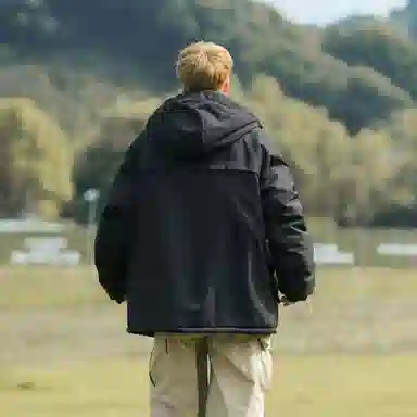 玉儿恋 纯色户外休闲运动保暖拉链连帽棉服 男女同款