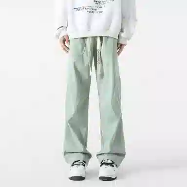 敦煌博物馆 山系户外徒步织带抽绳机能风伐木裤铆钉褶皱设计感宽松直筒百搭大码休闲裤 男女同款