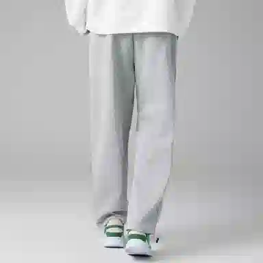 大卫贝肯 美式复古简约纯色个性渐变腰绳日常通勤百搭宽松舒适直筒休闲裤 男女同款 黑色