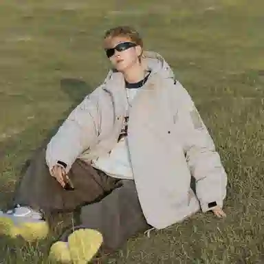 玉儿恋 纯色户外休闲运动保暖拉链连帽棉服 男女同款