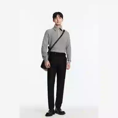 九牧王男裤专家 纯色百搭简约舒适西装裤 男款 黑色