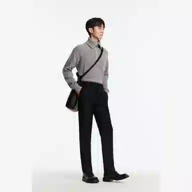 九牧王男裤专家 纯色百搭简约舒适西装裤 男款 黑色