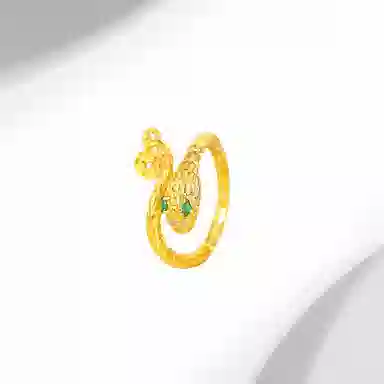 迎百宝 发财灵蛇 好运新中式国潮铜钱金币蛇年本命开口流苏 合金 戒指 男女同款情侣款