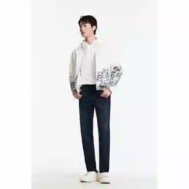 九牧王男裤专家 合体商务休闲直筒牛仔裤 男款 墨蓝