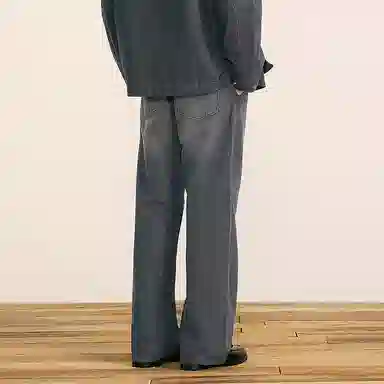 速写 纯色简约休闲日常宽松牛仔裤 男款 深蓝白条