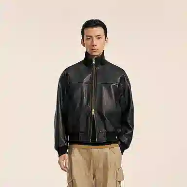 速写 纯色基础宽松简约日常皮衣 男款