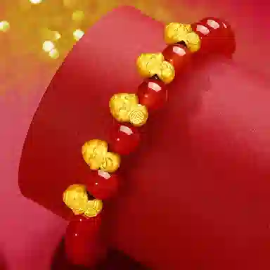 【生肖蛇年】中国黄金 珍·尚银 五福萌蛇手饰 本命年招财转运 精致简约设计 国潮新中式金首饰 足金 一口价 黄金手串 女款 惊喜表白礼 物