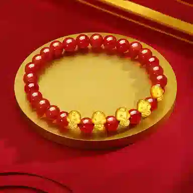 【生肖蛇年】中国黄金 珍·尚银 五福萌蛇手饰 本命年招财转运 精致简约设计 国潮新中式金首饰 足金 一口价 黄金手串 女款 惊喜表白礼 物