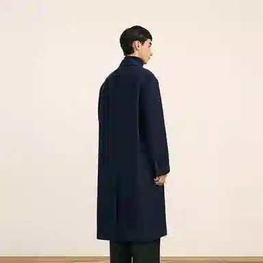 速写 轻商务百搭基础廓形挺阔中长款纯色大衣 男款 黑藏青
