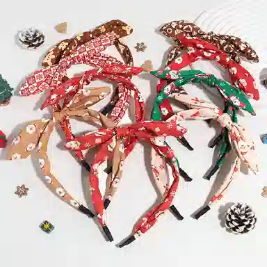 彤彤兔 蝴蝶结雪花印花布艺 布料 发箍 女款