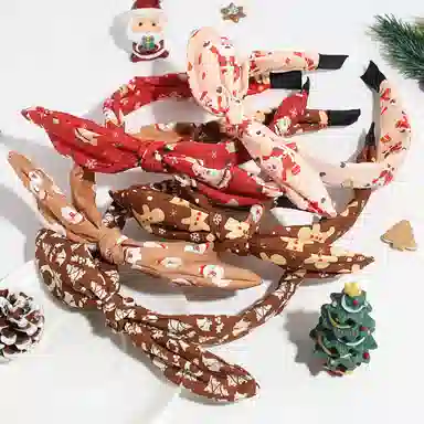 彤彤兔 蝴蝶结雪花印花布艺 布料 发箍 女款