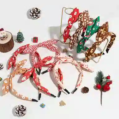 彤彤兔 蝴蝶结雪花印花布艺 布料 发箍 女款