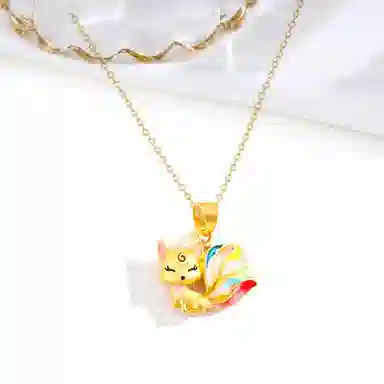 【一款两戴赠蛇宝宝吊坠】 迎百宝 九尾灵狐 好运  新中式国潮珐琅彩幸运转运狐狸项链 蛇年本命轻奢高级感精致可爱锁骨链 男女同款情侣款