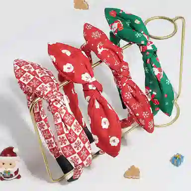 彤彤兔 蝴蝶结雪花印花布艺 布料 发箍 女款