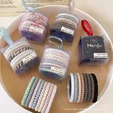 丹琴 丹麦时尚高弹力加粗加厚发绳高端百搭编织头饰简约发饰 皮筋 头绳 女款