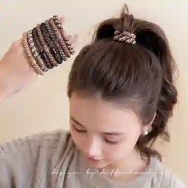 丹琴 丹麦时尚高弹力加粗加厚发绳高端百搭编织头饰简约发饰 皮筋 头绳 女款