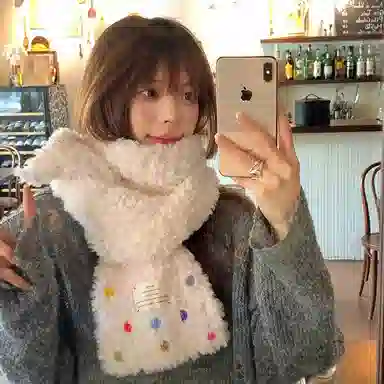 优幽兰 针织加厚护脖子防风保暖东北高级感 绒线围巾 女款