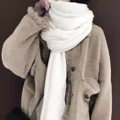 优幽兰 纯色 仿羊绒针织 加厚防风防寒保暖护脖简约休闲 绒线围巾 男女同款情侣款