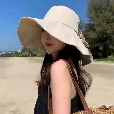 优幽兰 时尚大帽檐 户外出游 遮脸韩版潮流简约防风沙滩出游 聚酯纤维 防晒帽 女款
