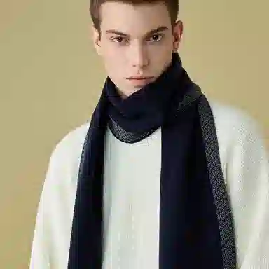 优幽兰 秋冬韩版显脸小围脖商务休闲挂脖实用颈套防风防寒高级感穿搭大牌 绒线围巾 男款