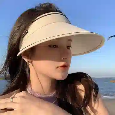 优幽兰 帽子大头围 时尚太阳帽潮流实用空顶帽韩版纯色设计感小众显脸小休闲旅游遮阳帽氛围感防紫外线高级感 棉 防晒帽 女款