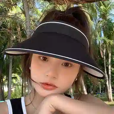 优幽兰 帽子大头围 时尚太阳帽潮流实用空顶帽韩版纯色设计感小众显脸小休闲旅游遮阳帽氛围感防紫外线高级感 棉 防晒帽 女款