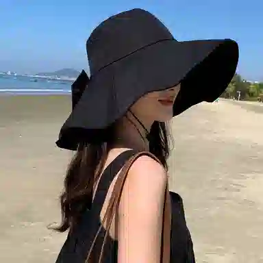 优幽兰 时尚大帽檐 户外出游 遮脸韩版潮流简约防风沙滩出游 聚酯纤维 防晒帽 女款