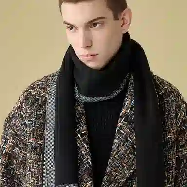 优幽兰 秋冬韩版显脸小围脖商务休闲挂脖实用颈套防风防寒高级感穿搭大牌 绒线围巾 男款