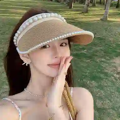 优幽兰 小众设计感休闲简约 户外旅行大帽檐显脸小法式浪漫 点缀气质淑 纤维素材料 防晒帽 女款